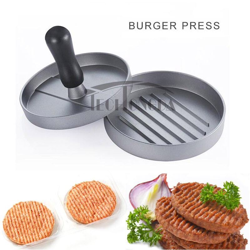 Silver White Zinc-Aluminum Alloy Round Shape Hamburger Press Stuffed Meat Beef G