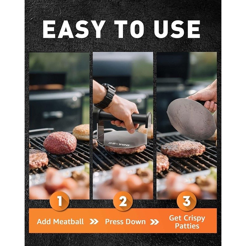 Gift-Ready Hamburger Press W/ Cool-Touch Handle Perfect Crispy Patties New gallery