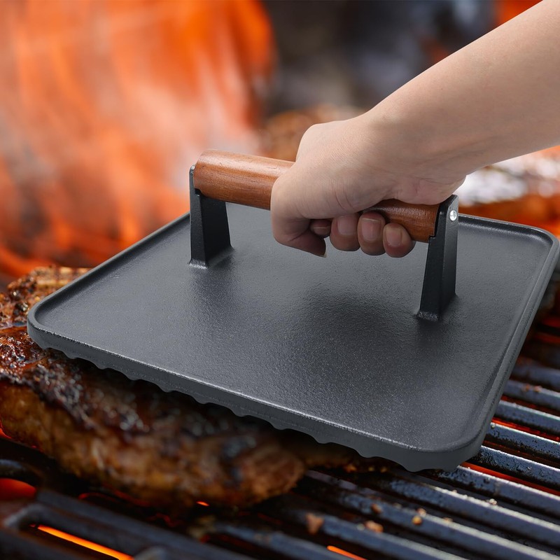 2 PCS 10” Cast Iron Burger Press Set, Heavy-Duty Smash Burger & Bacon Weight gallery