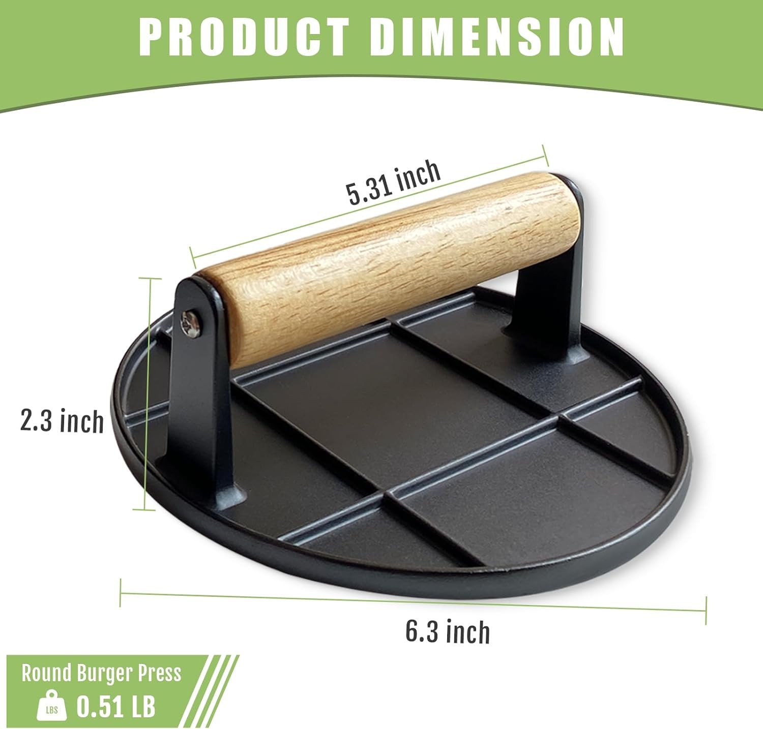 Burger Press, Smash Burger Press for Griddle with Wood Handle, Burger Smasher gallery