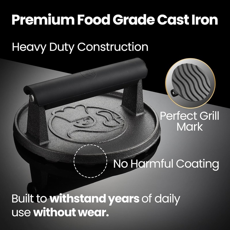 Smash Burger Press for Griddle, 5-Year Warranty, 2 lb Heavy Duty Burger Smasher gallery