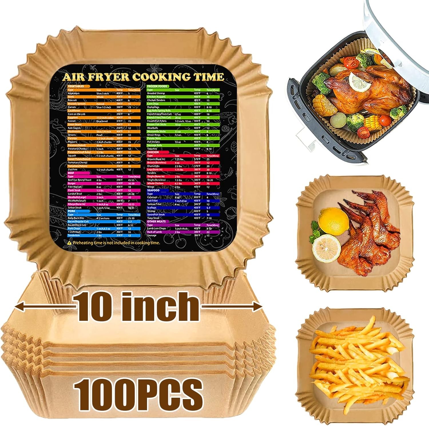 Air Fryer Disposable Paper Liner Square, 10 Inch Large 10 gallery