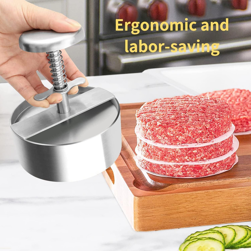304 Stainless Steel Burger Press - 4.5" Adjustable Hamburger Patty Maker with No gallery
