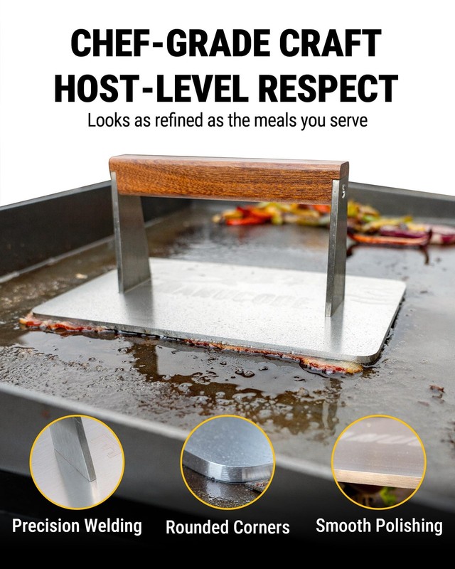 Stainless Steel Bacon Press - 3.2 LB Heavy Cooking Weight Ideal for Flat Top gallery