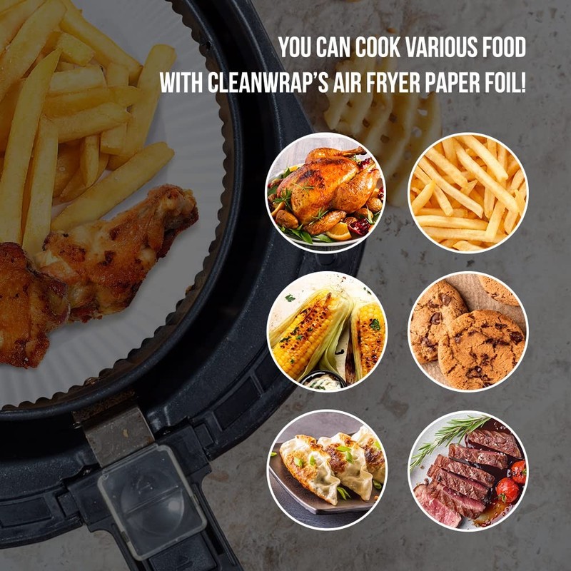 CLEANWRAP Air Fryer Disposable Paper Large 9.1in(23cm)*1.77in(4.5cm), White gallery