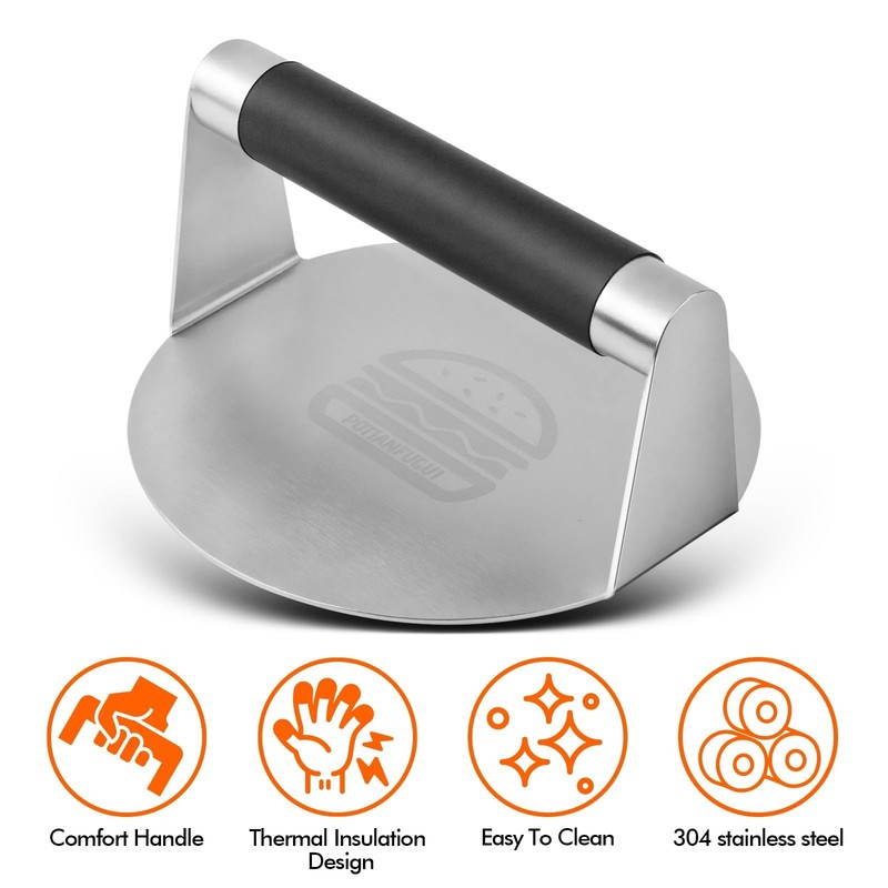304 Stainless Steel Smash Burger Press with Heat-Resistant Gloves for Burger ... gallery