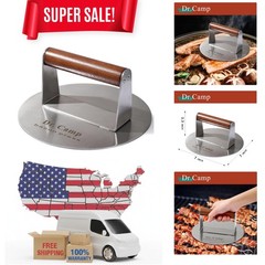 Laser-Welded 7-Inch Stainless Steel Burger Press for Even Cooking Every Time
