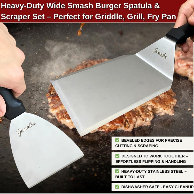 ® Smash Burger Press Kit: 7"Cast Iron Grill 12"Melting Dome 3-in-1 Patty Maker gallery