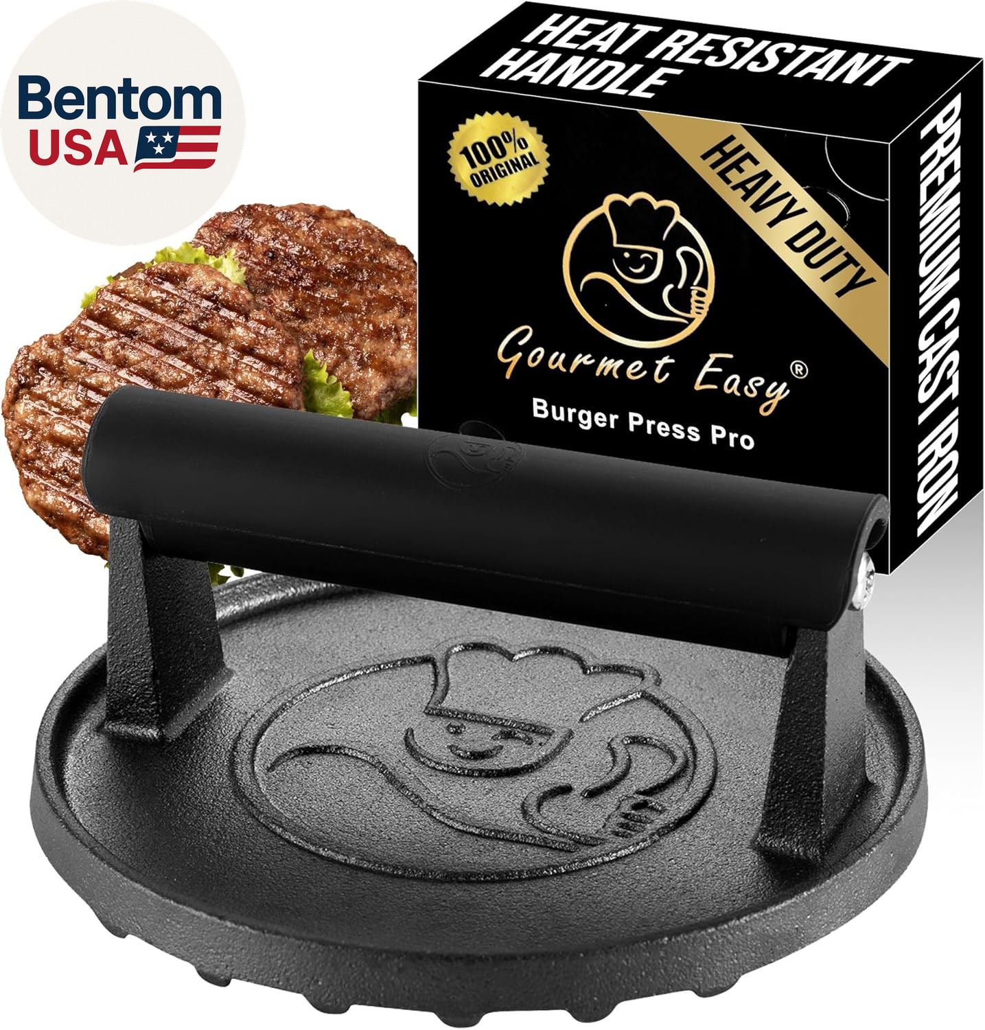 Smash Burger Press for Griddle, 2 Lb Heavy Duty Burger Smasher Tool with Heat-Re gallery