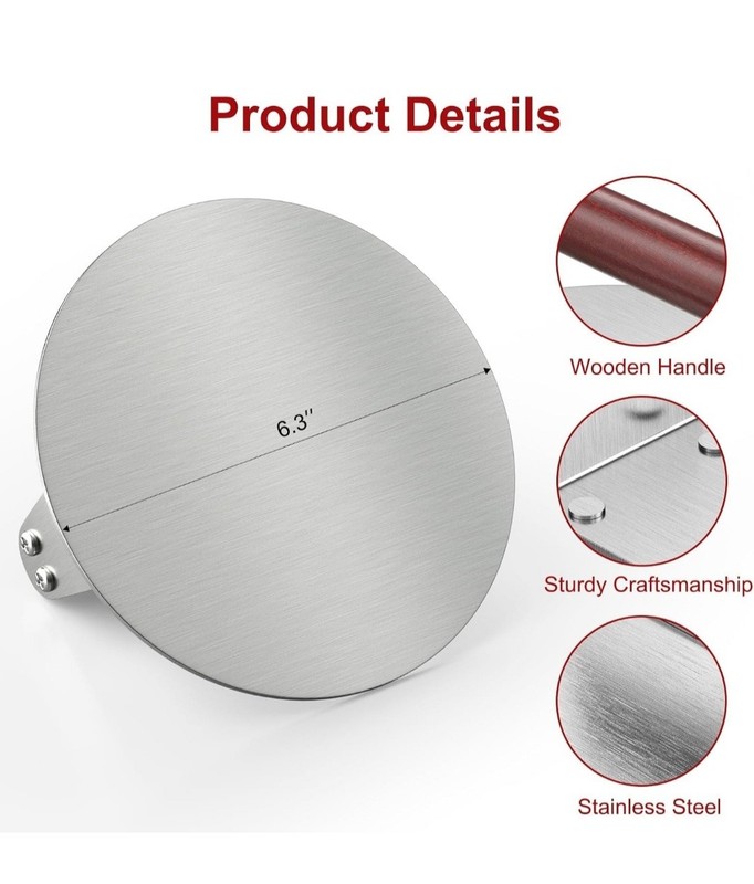 Smash Burger Press 6.3" Round Heavy Duty Stainless Steel Reinforced Wood Handle gallery