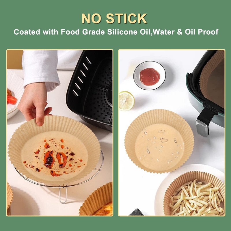 Air Fryer Paper Liner, Unbleached & Biodegradable Material, 6.3 inches, Black gallery