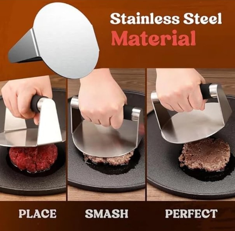 New Luperini 8-Piece Smash Burger Press Kit Stainless Steel Griddle Accessory.. gallery