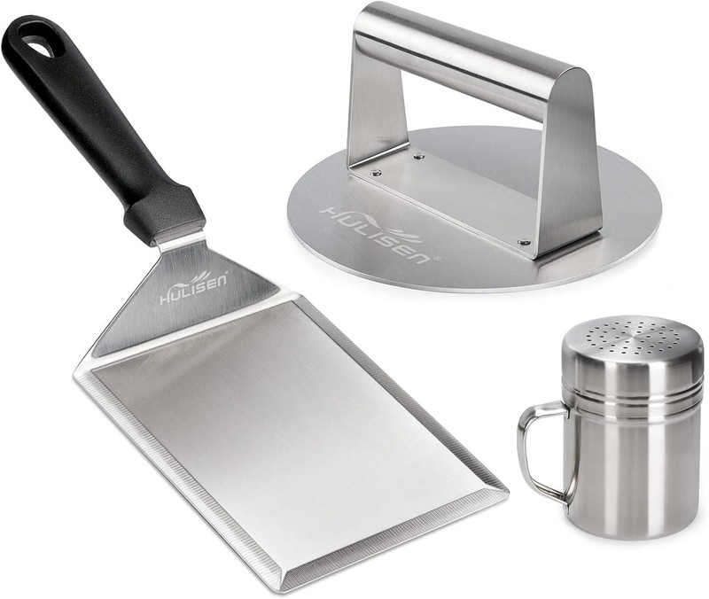 Stainless Steel Griddle Burger Kit - Press, Spatula & Shaker gallery