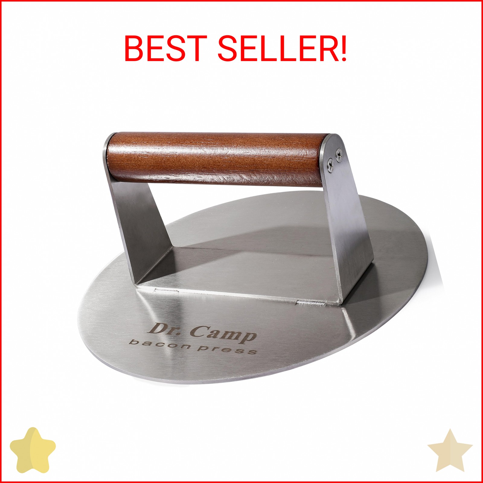 Dr.Camp 7 Inch Stainless Steel Smash Burger Press Burger Smasher Bacon Press Mea gallery