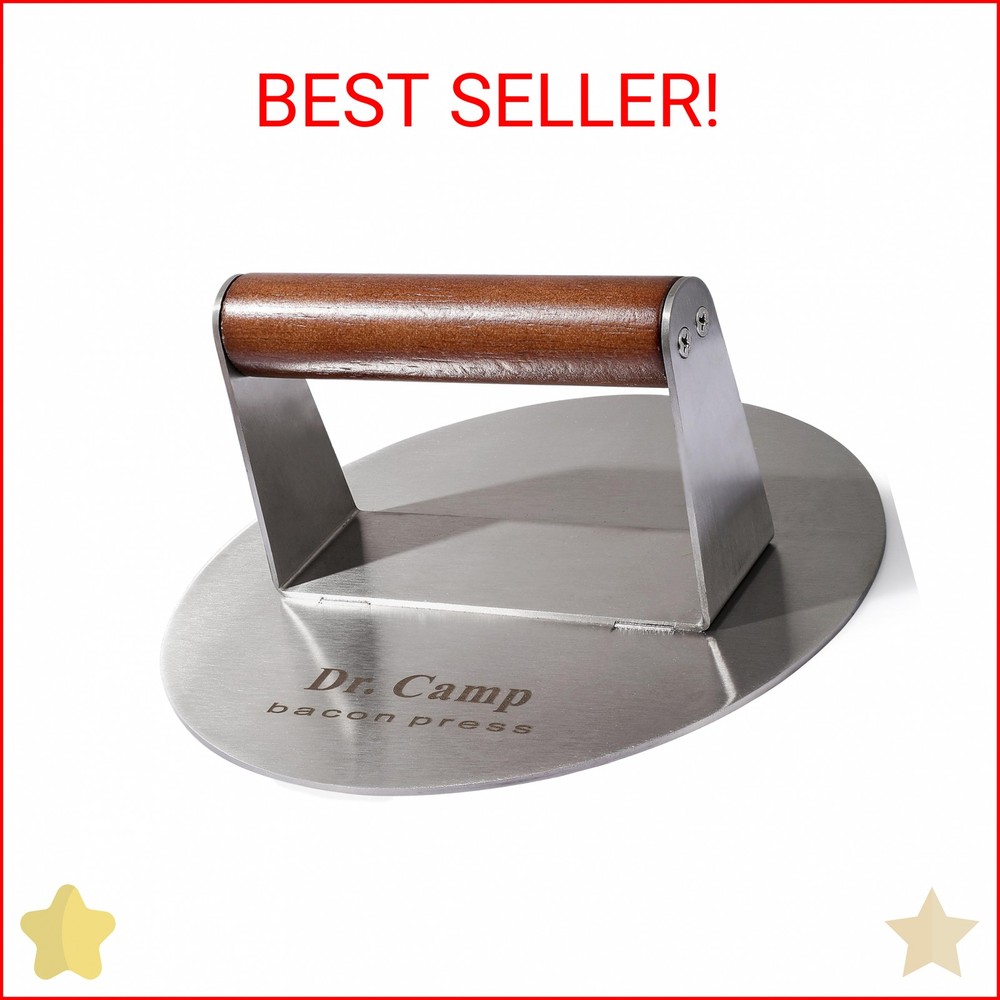 Dr.Camp 7 Inch Stainless Steel Smash Burger Press Burger Smasher Bacon Press Mea