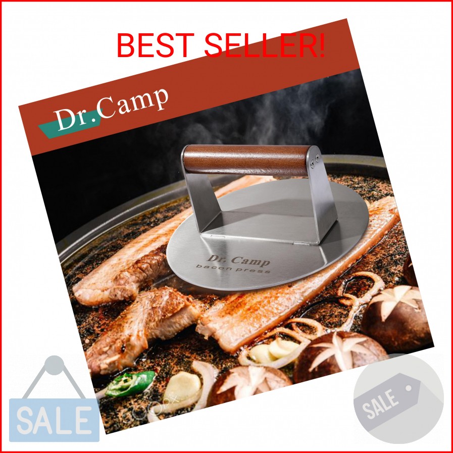 Dr.Camp 7 Inch Stainless Steel Smash Burger Press Burger Smasher Bacon Press Mea gallery