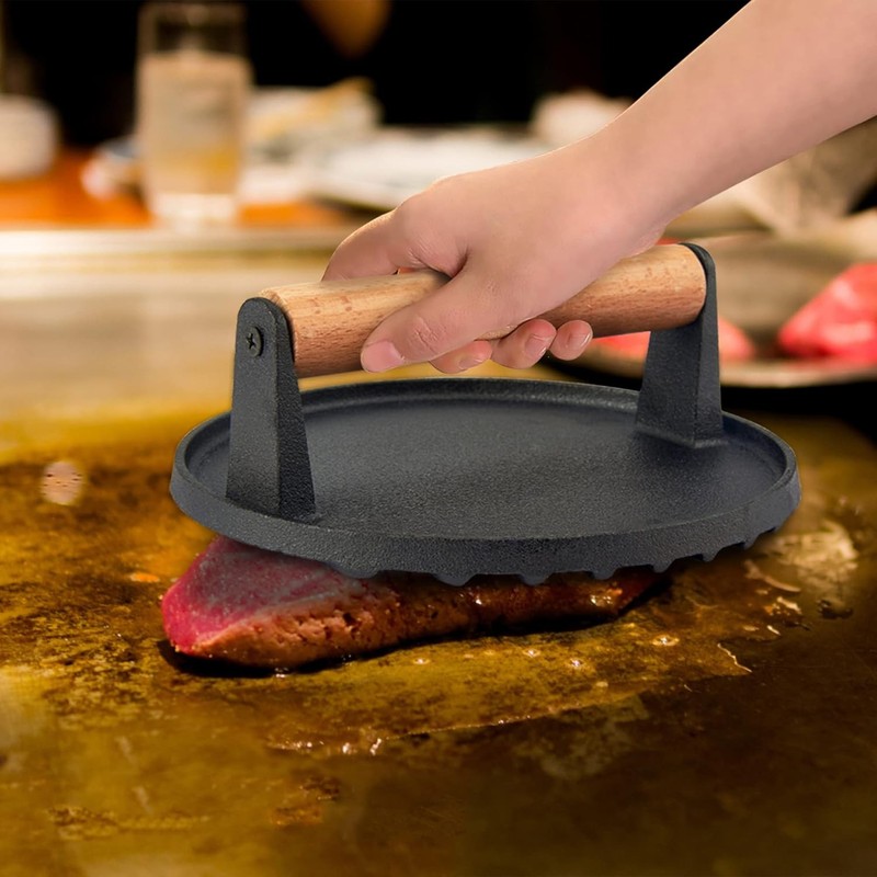 Smash Burger Press Set of 2 Cast Iron Burger Smasher Heavy Duty 7 Inch gallery