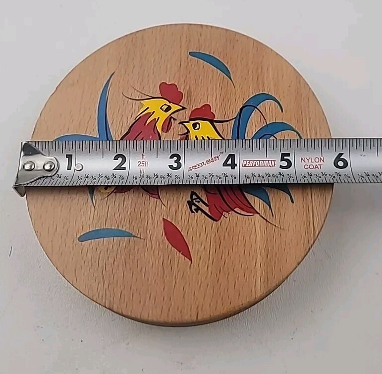 Vintage Retro Wooden Tortilla Maker/Hamburger Press Fighting Cocks 1950s gallery
