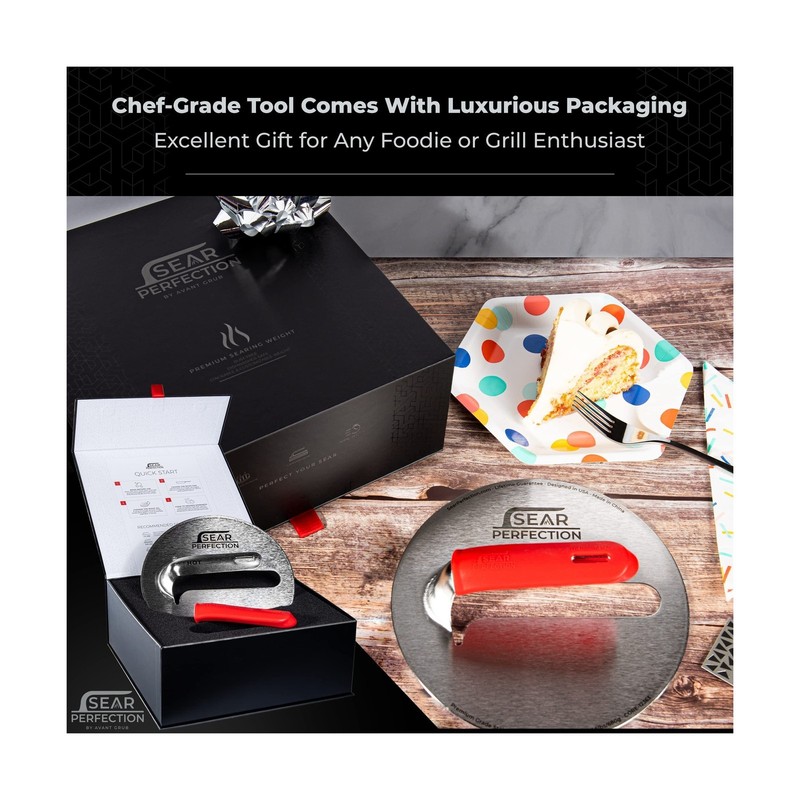 3x Sear Perfection Stackable Steak Weight (4.5lb Total). Chef-Grade Stainless... gallery