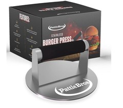 Pattie Bros Stainless Burger Press 6.2 In | Hamburger Press With Rubber Handle