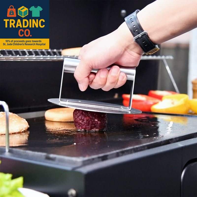 Stainless Steel Burger Press, 6.2 Inch round Burger Smasher, Professional Griddl gallery