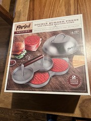 Parini Double Burger Press And Cheese Melting Dome 8.75″ Non-Stick Grilling New