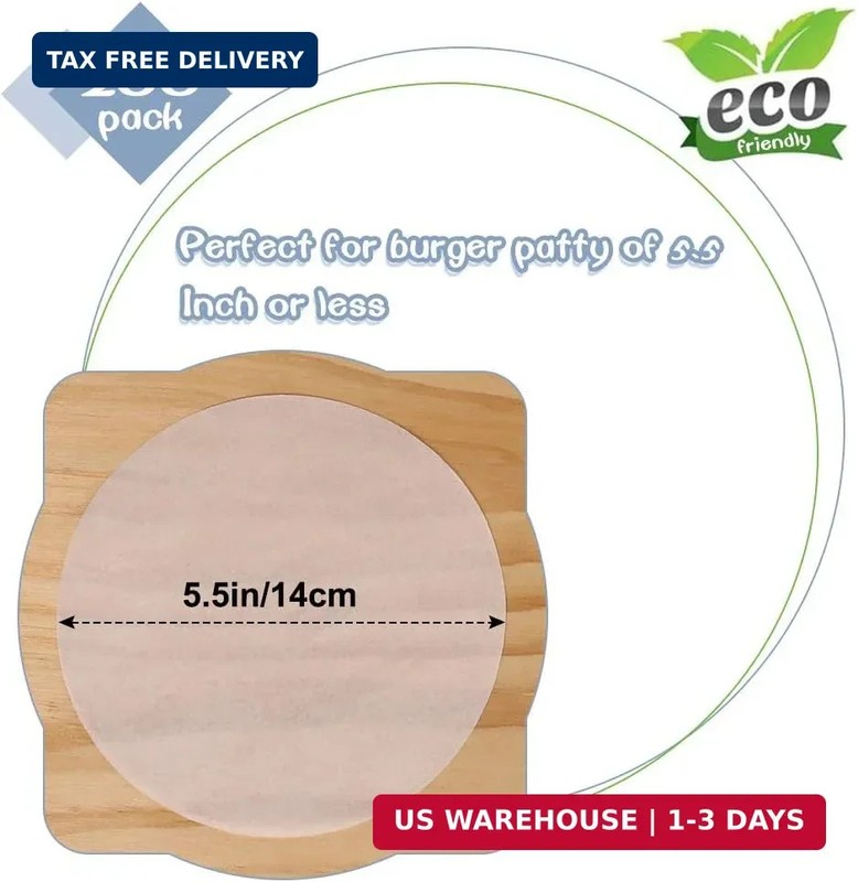 Hamburger Patty Paper Round 5.5 Inch, Set of 200, Non Stick Patty Paper Sheets f gallery