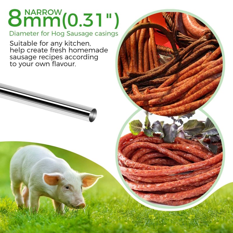 10mm Stainless Steel Sausage Stuffer Tube, #5 Meat Grinder 10mm, Silver gallery
