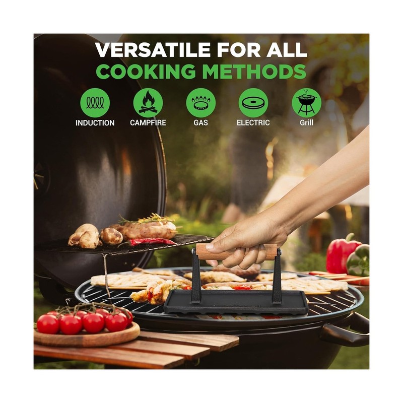 NutriChef Cast Iron Weight Grill Press – Heavy-Duty Griddle Pre... FAST US gallery