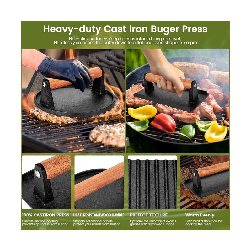 Blackstone Burger Press Set - 7" Round Smash Burger Press & 8"x... FAST USA SHIP gallery