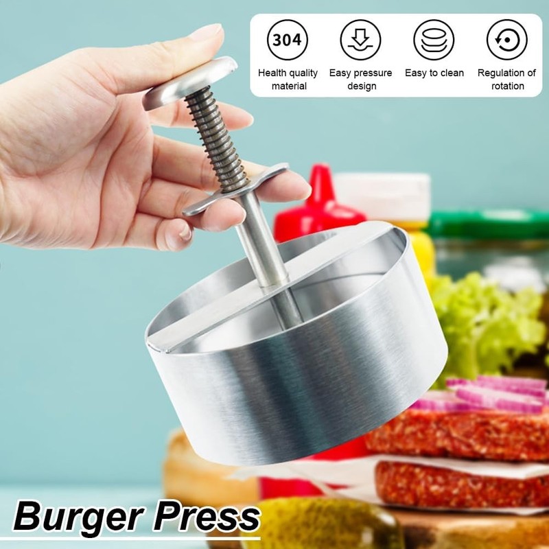 304 Stainless Steel Burger Press 4.5" Hamburger Press Patty Maker W/ Non-Stick gallery