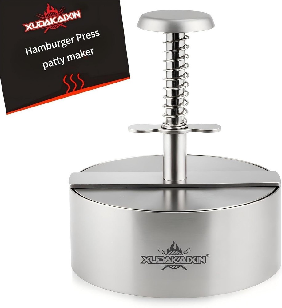 Brigii 304 Stainless Steel Burger Press - 4.5" Hamburger Patty Maker, Silver