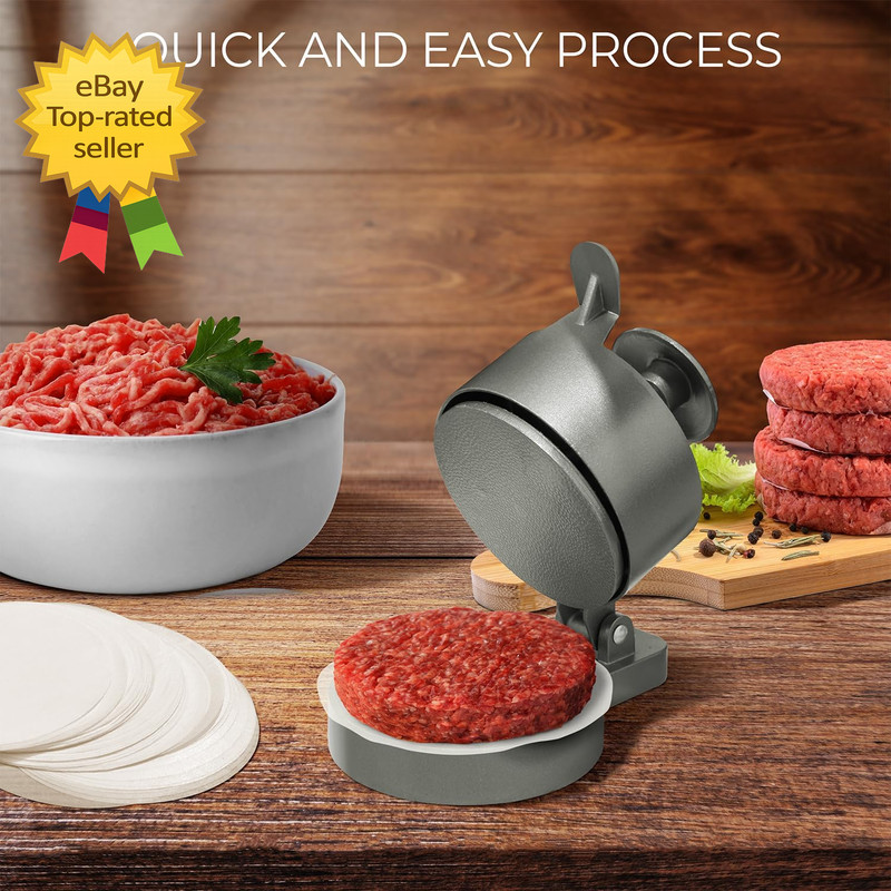 Burger Press Patty Maker Adjustable Thickness (1/4 Lb to 3/4 Lb) with Ejector gallery