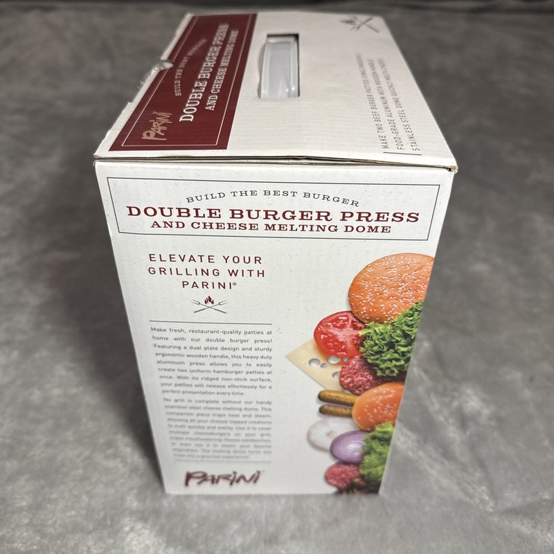 Parini Double Non-Stick Burger Press & Cheese Melting Dome 8.75" New Open Box gallery