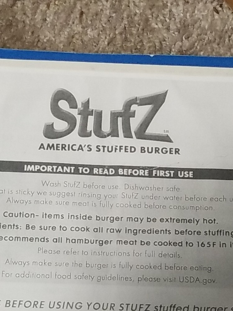 STUFZ Americas Stuffed Burger,Make Stuffed Burgers Like A Pro! "INSTRUCTIONS"!!!
