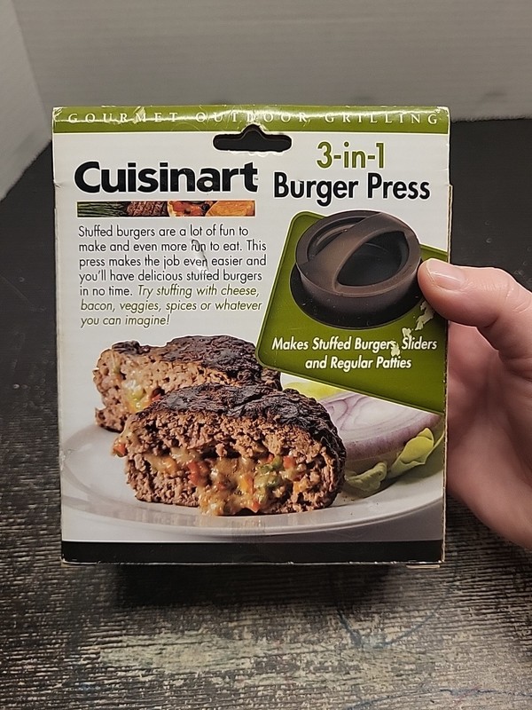 Cuisinart CSBP-100 3-in-1 Stuffed Burger Press Gourmet Outdoor Grilling Read Des gallery