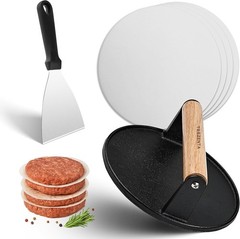 3-in-1 Cast Iron Smash Burger Press 7.2” Pre-Seasoned Cast Iron Hamburger
