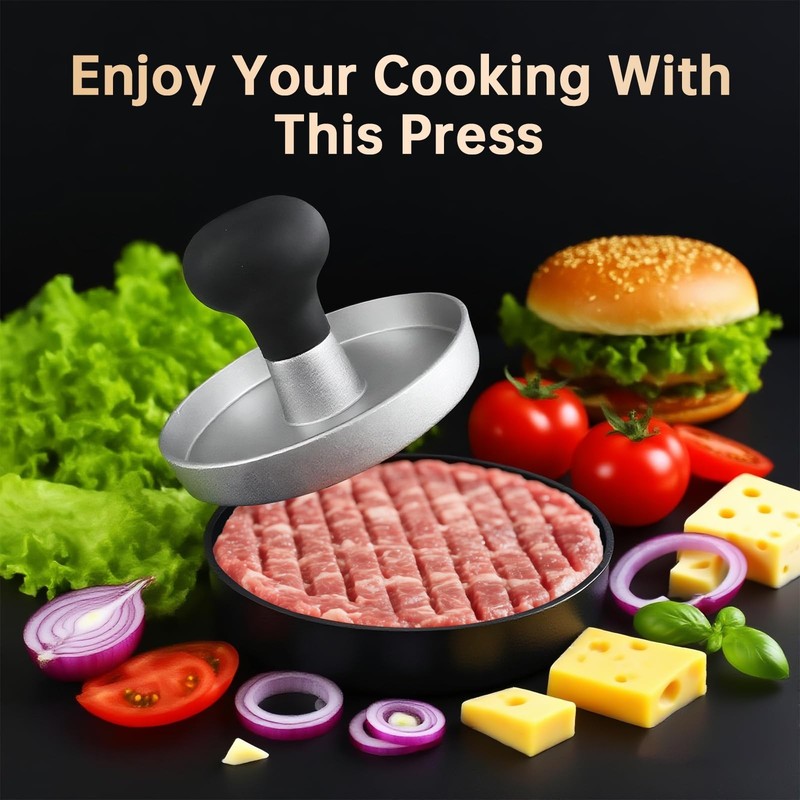 Stainless Steel Hamburger Meat Patty Maker Burger Press 100 Papers Wood Handle gallery