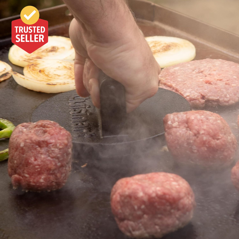 6.5" Cast Iron Smashed Burger Press, round Flat Edge Grill Press for Crispy Smas gallery