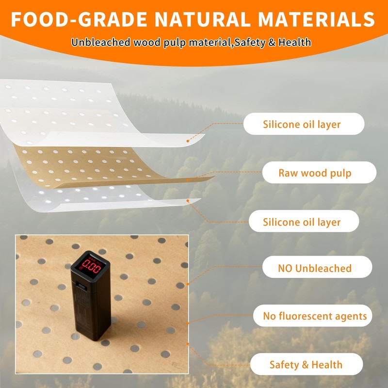MEIYA Air Fryer Liners Disposable, 180Pcs Parchment Paper Sheets Large, Brown gallery