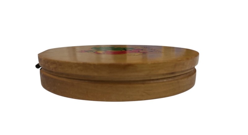 VTG Signed Wooden Round With Applied Rooster & Chick Hamburger Patty Press Mold gallery