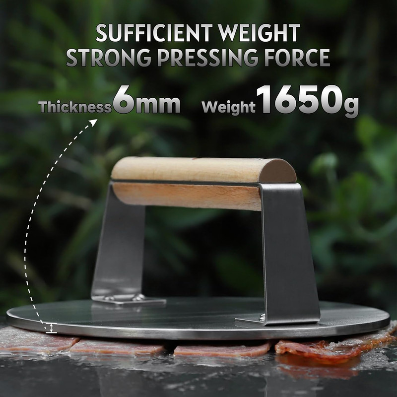 Professional Stainless Steel Smash Burger Press with Wood Handle,Heavy-Duty 8.5 gallery