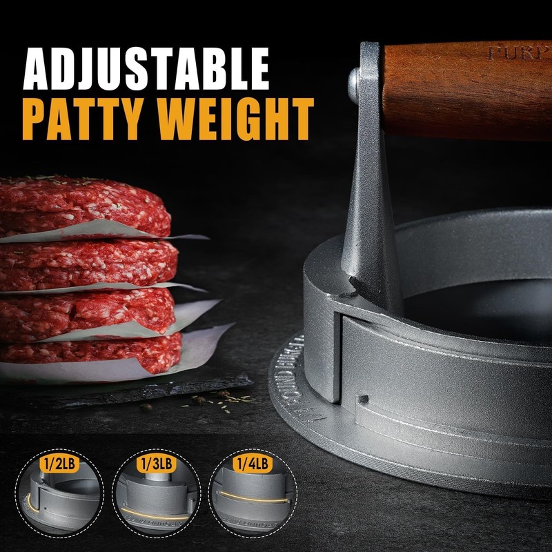 PURPLEBIRD Hamburger Press Patty Maker, 3 Level, 3 sizes adjustable gallery