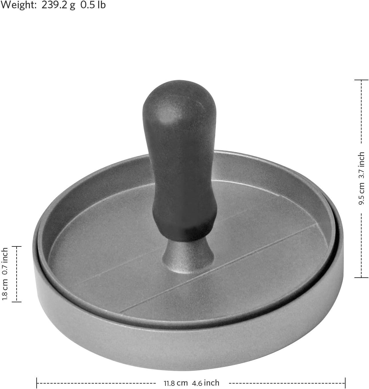 Prensa para hamburguesas aluminio grado alimenticio con mango ABS antiadherente gallery