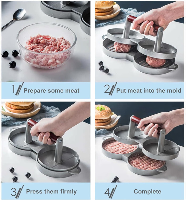 Double Non-Stick Stuffed Burger Press Hamburger Patty Maker for Meat Beaf (2 in gallery