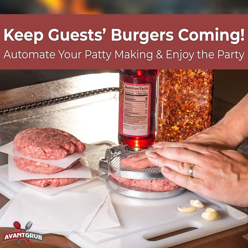 Pro-Grade Burger Press 4.5in. Nonstick Cast Aluminum Patty Maker Presses 1/4 Lb gallery