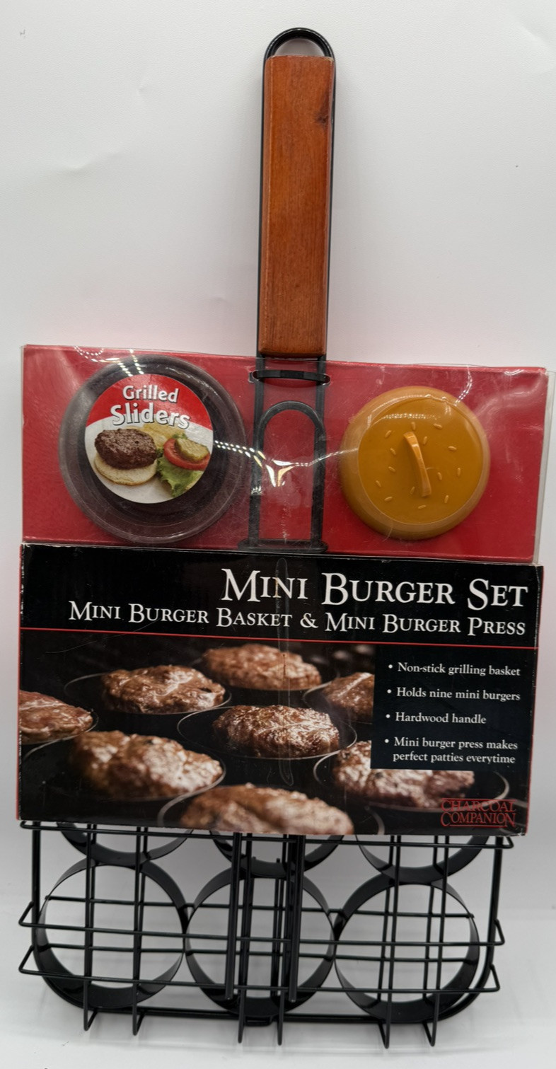 Charcoal Companion Mini Burger Basket & Mini Burger Press Set gallery