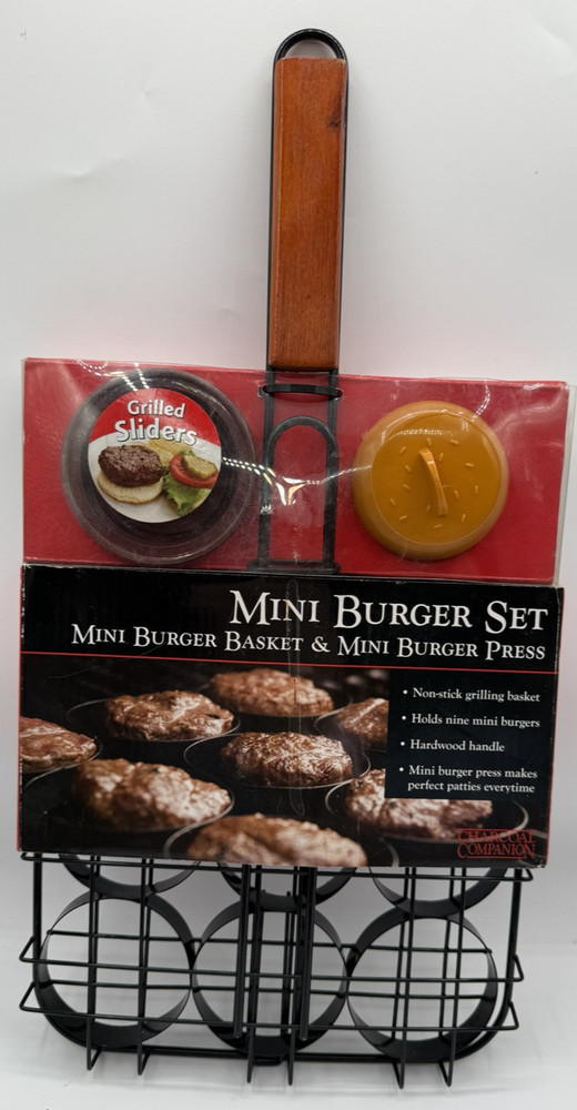 Charcoal Companion Mini Burger Basket & Mini Burger Press Set