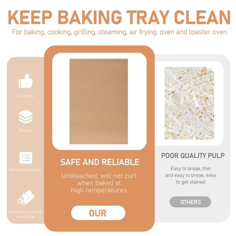 200 Pcs Large Parchment Paper Sheets for Baking, 13 x 18 13 x 18 Inch, Browm gallery