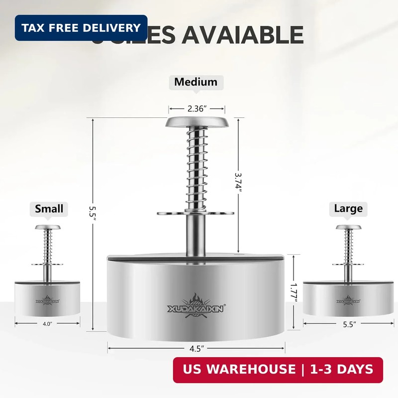4.5" Hamburger press patty maker,304 Stainless Steel Burger Press, Non-Stick Pat gallery